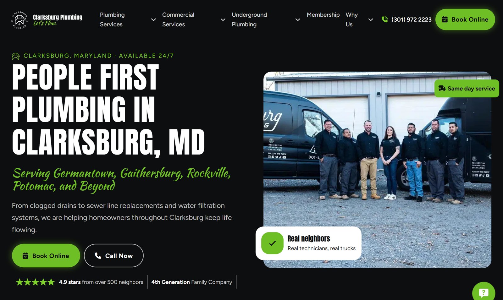 Clarksburg Plumbing website